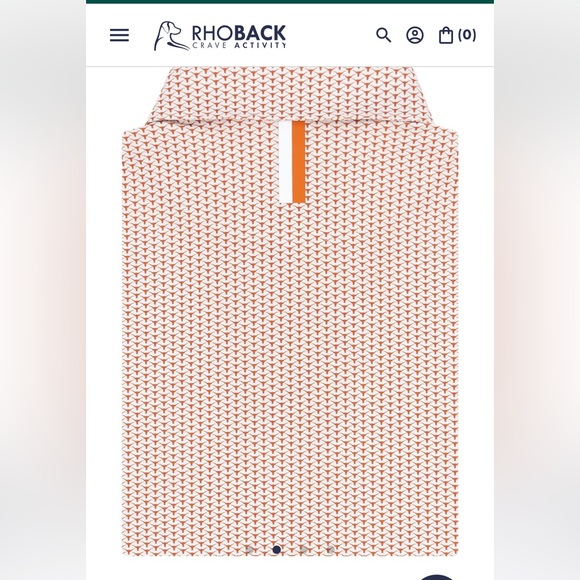 Rhoback Men's University of Texas UT Longhorn Patterned Short Sleeve Polo Large - Picture 4 of 7